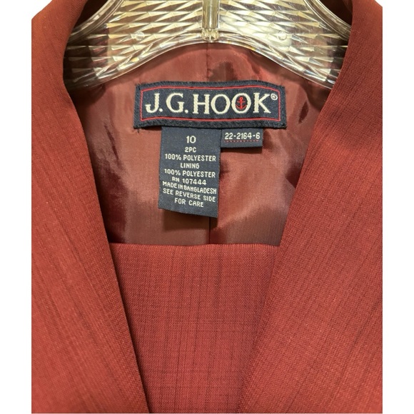 J. G. Hook W Size 10 Maroon Long Sleeve Shawl Collar Double Breasted Pantsuit - Picture 7 of 12
